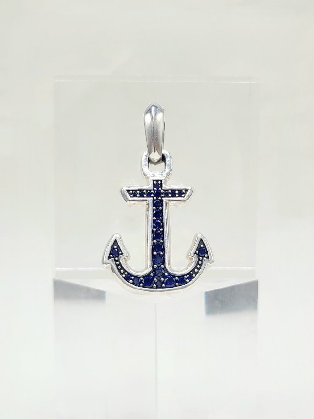 David Yurman Maritime Anchor Amulet Pendant w/ Blue Sapphire - RARE